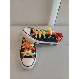 Converse Chuck Taylor All Star Black Neon Green Orang Double Tongue Women's Sz 6